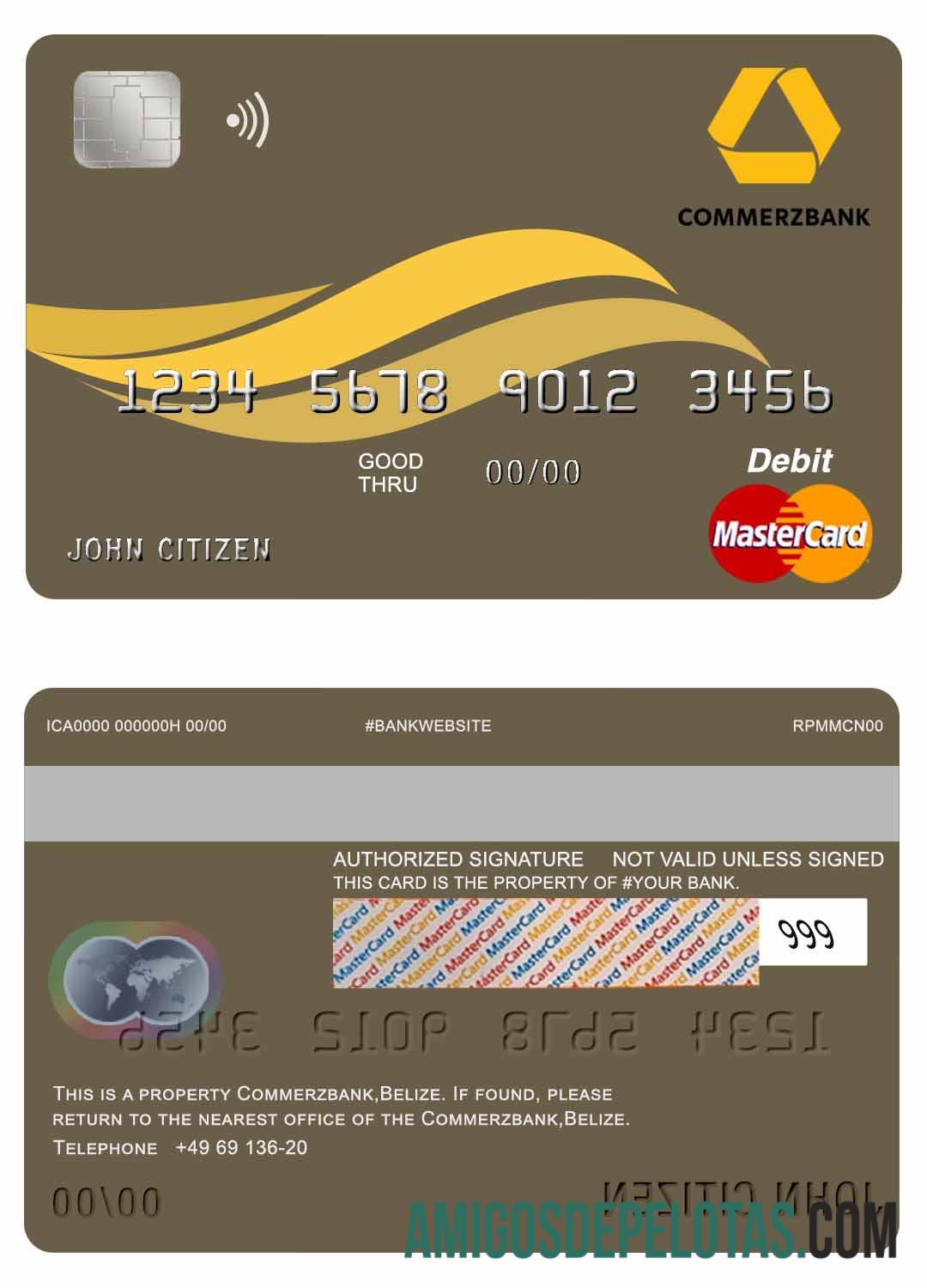 Belize Commerzbank Mastercard exemplo real